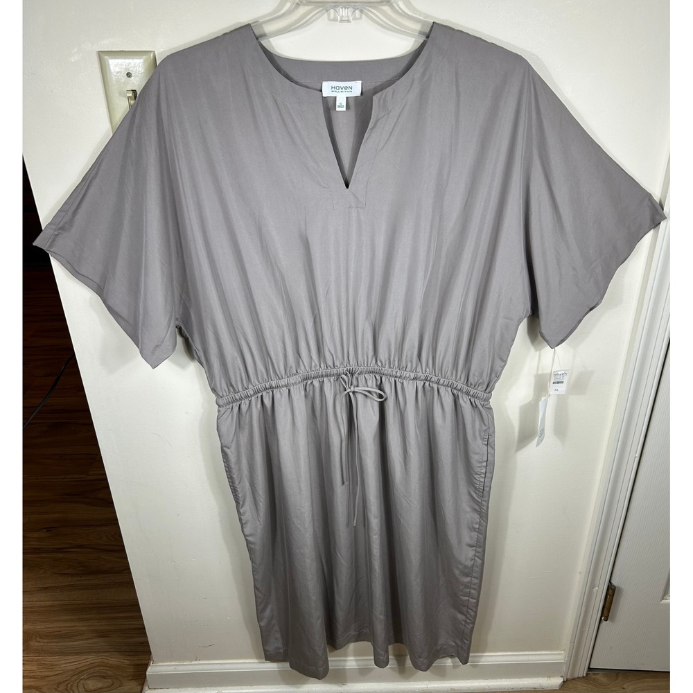 Haven Well Within Modal Dolman Sleeve Dress Women XL Mushroom Gray Minimalist